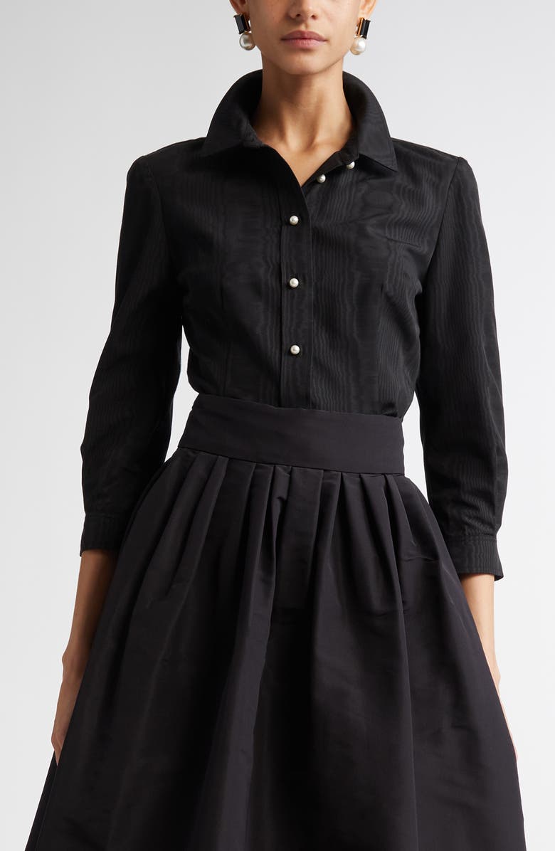 Carolina Herrera Icon Moiré Button-Up Shirt, Main, color, 