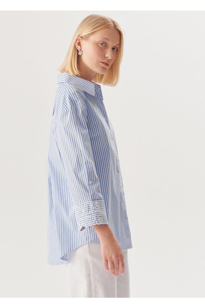 Eden Long Sleeve Shirt, Alternate, color, Blue and White