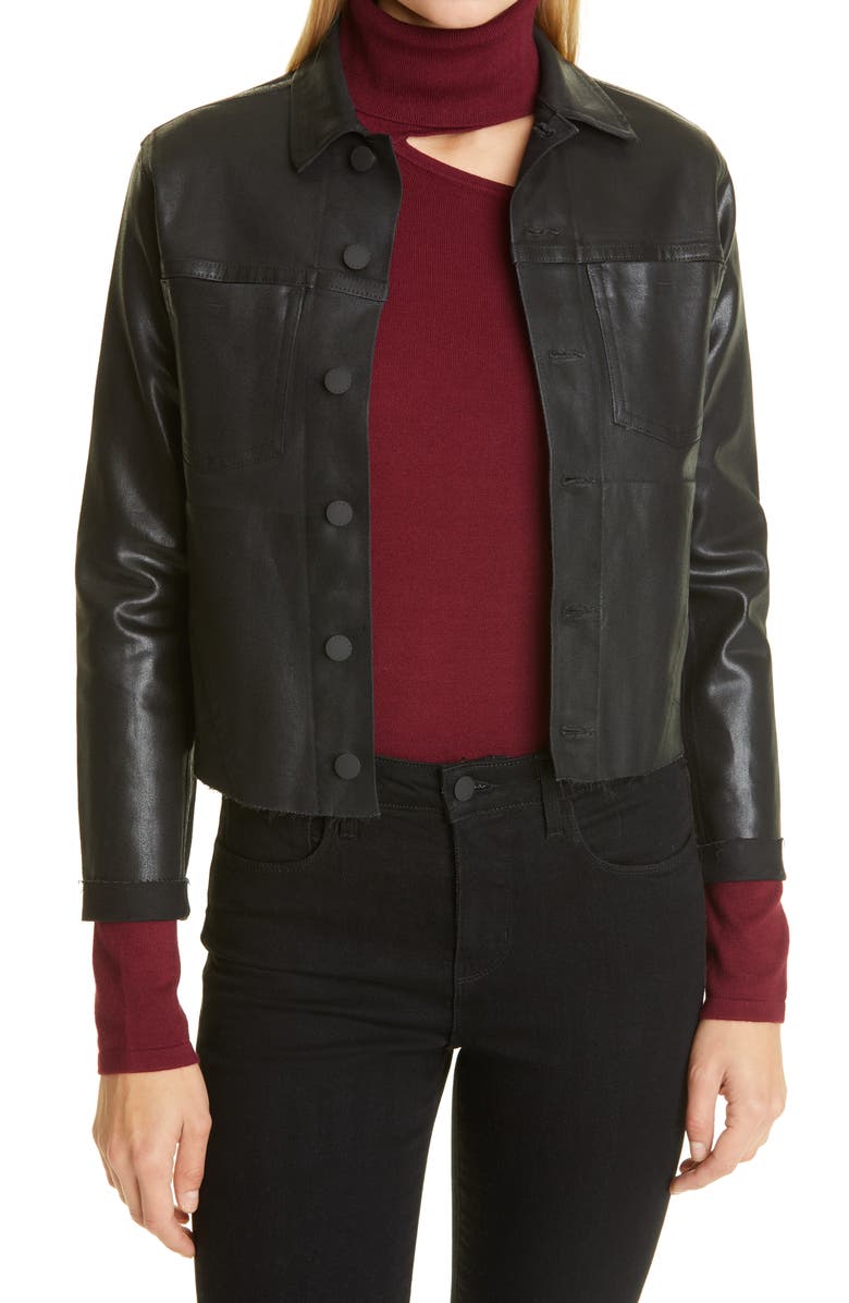 L'AGENCE Janelle Slim Fit Coated Jacket, Main, color, 