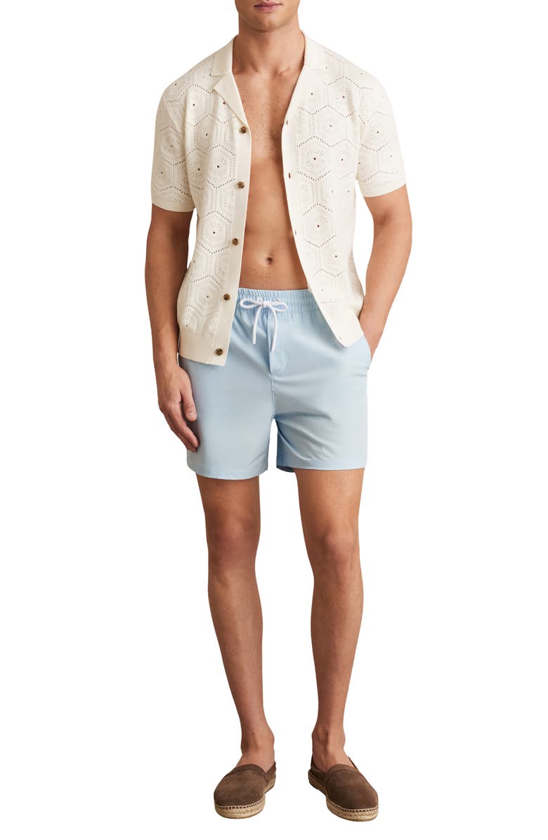 Reiss Cliff Water Resistant Swim Trunks, Alternate, color, Soft Blue