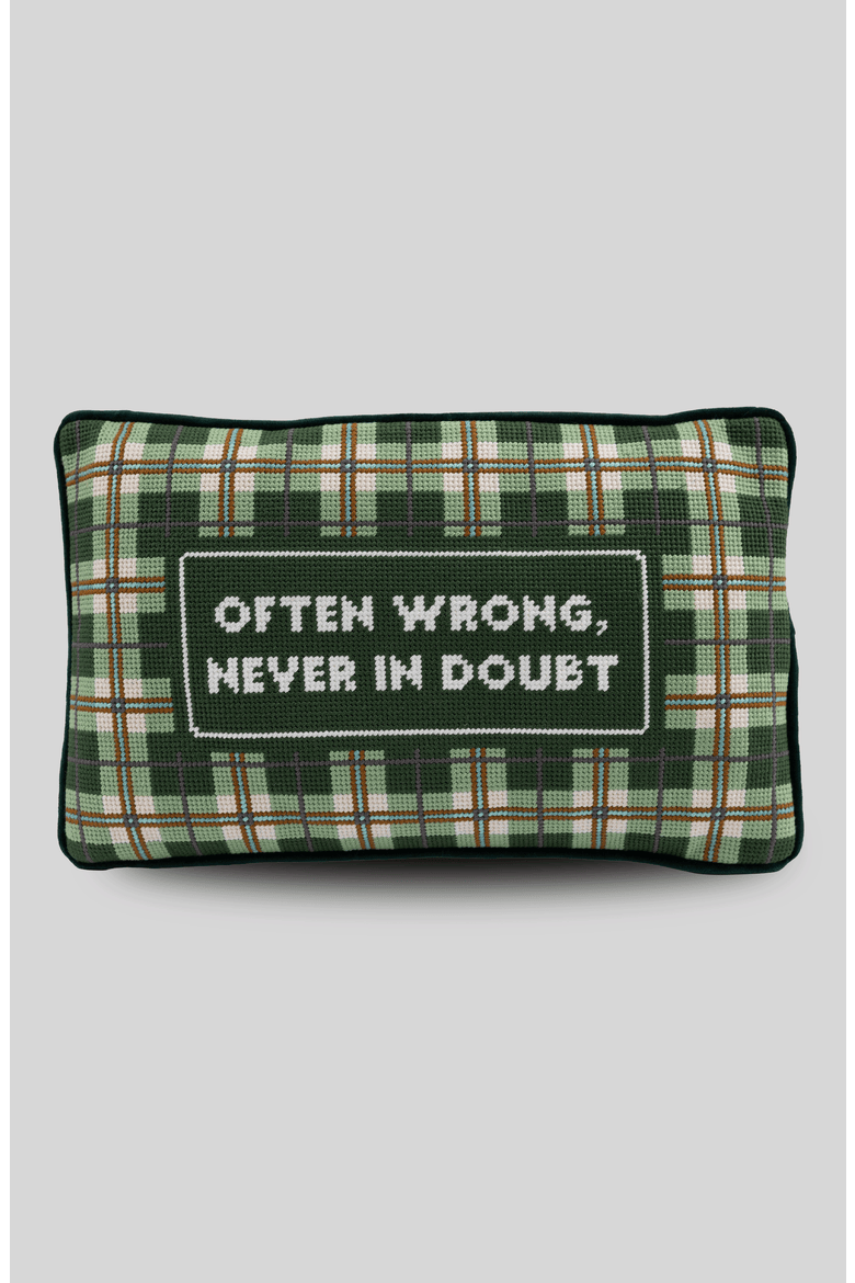 Often Wrong Needlepoint Pillow, Main, color, Often Wrong
