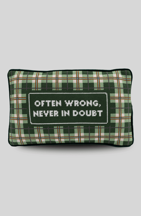 Often Wrong Needlepoint Pillow