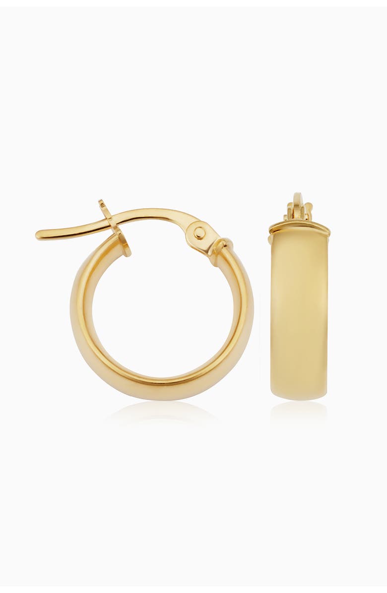 Oradina 18K Yellow Gold Forever and Ever Mini Hoops, Main, color, Yellow Gold