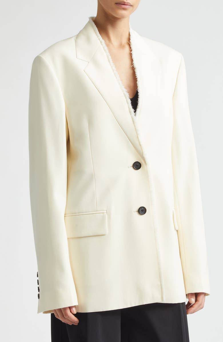 TOTEME Raw Lapel Blazer, Alternate, color, Ecru