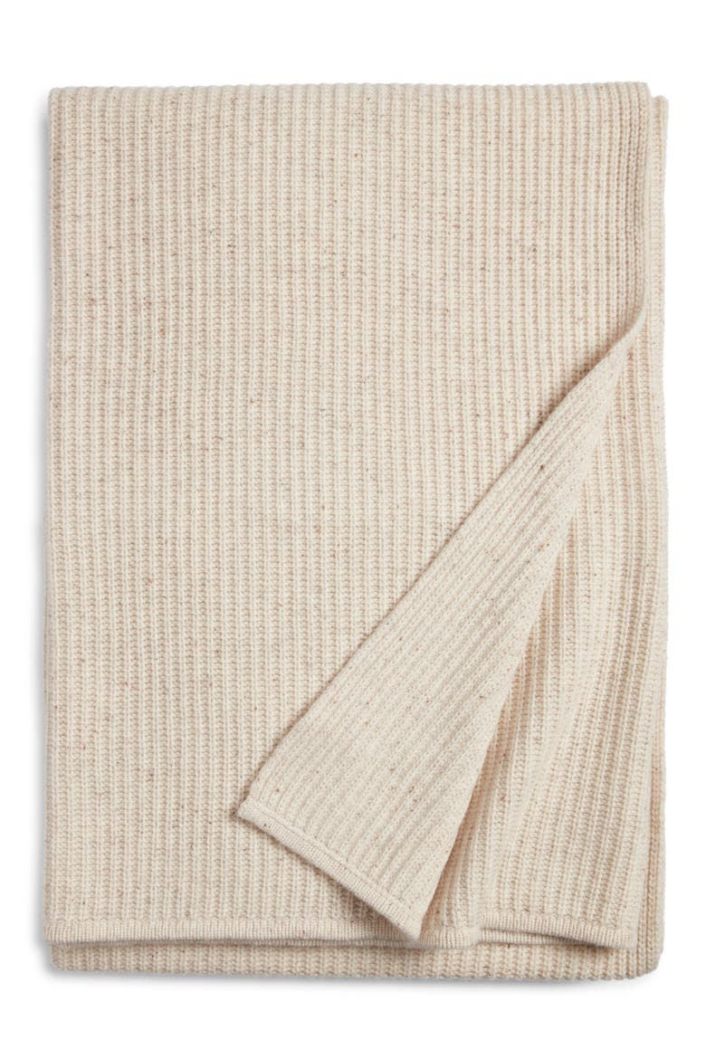 Rib Wool & Cashmere Throw Blanket, Main, color, BEIGE OATMEAL
