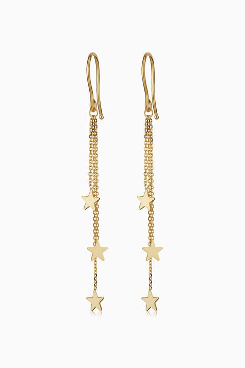 14K Yellow Gold Starry Night Drop Earrings
