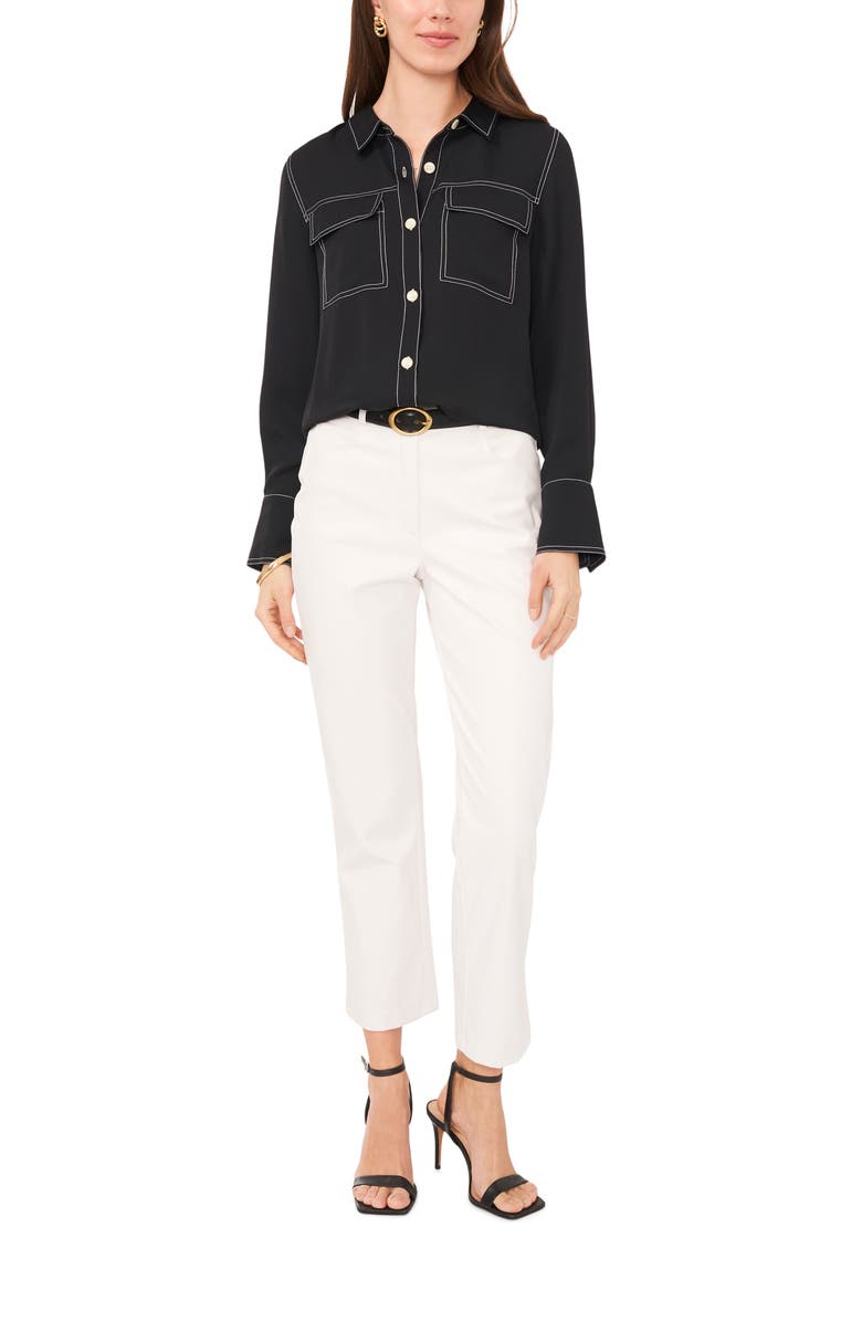 Vince Camuto Topstitch Utility Button-Up Shirt, Alternate, color,