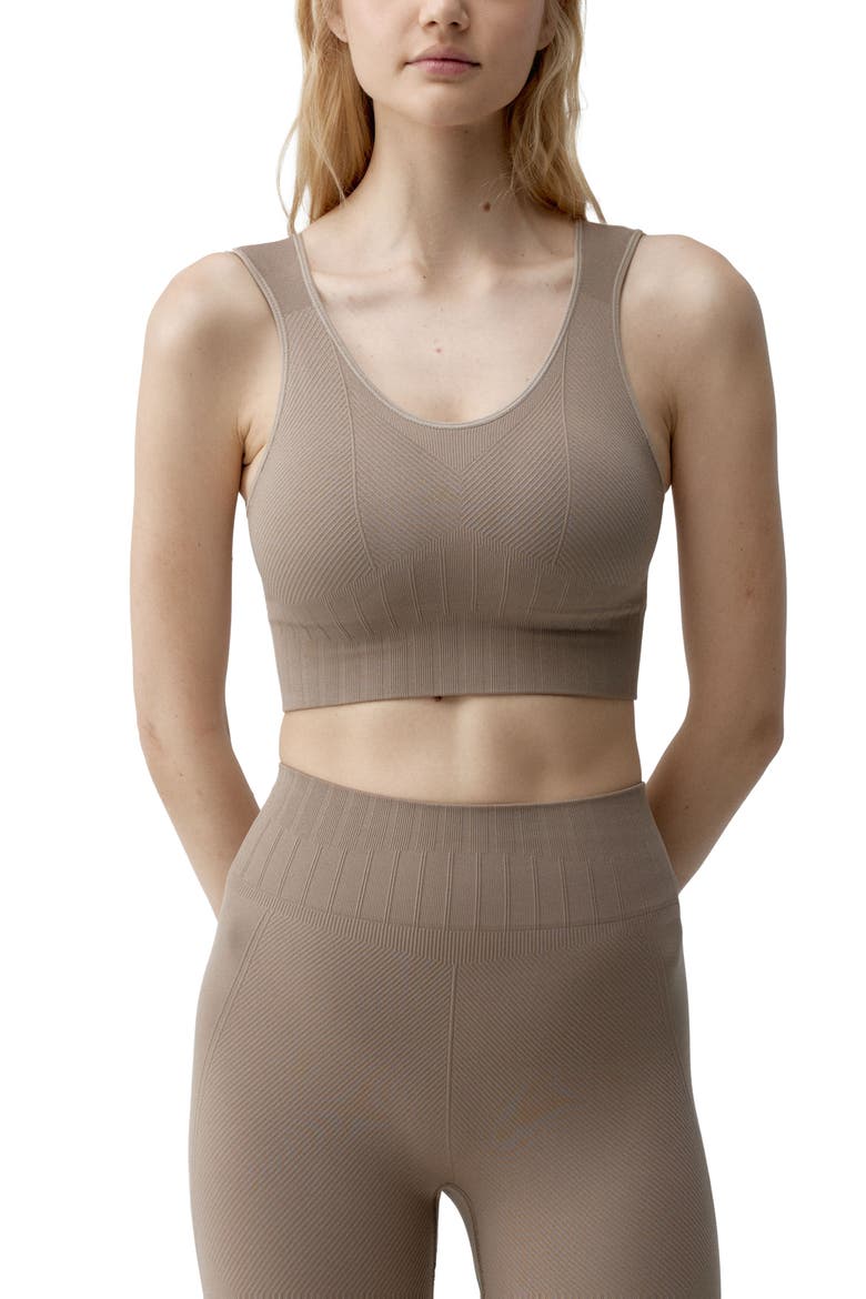 Annapurna Medium-Support Seamless Sports Top, Main, color, Taupe
