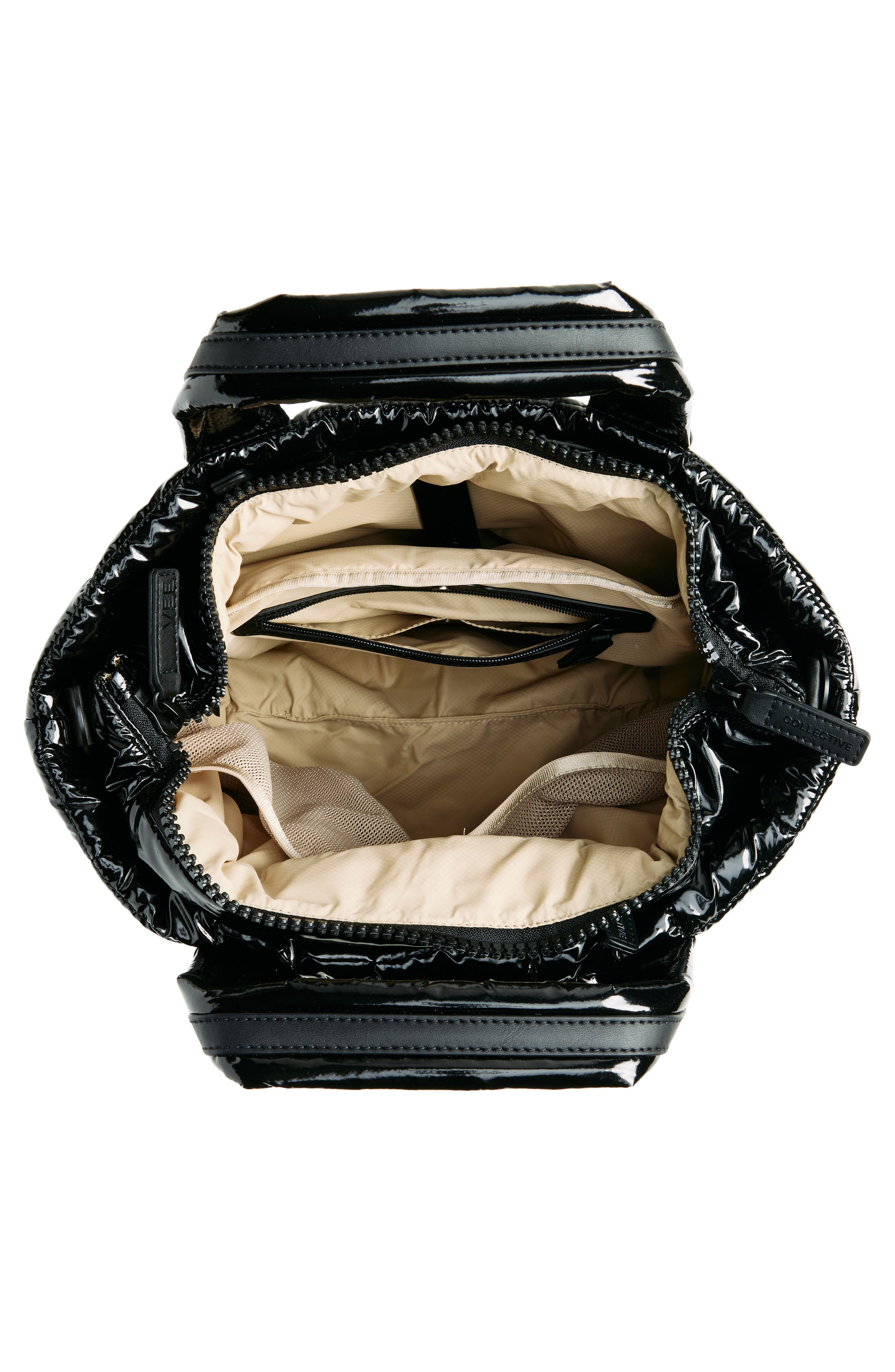 VeeCollective Small Porter Water Resistant Quilted Recycled Nylon Tote, Alternate, color, Black Vinyl