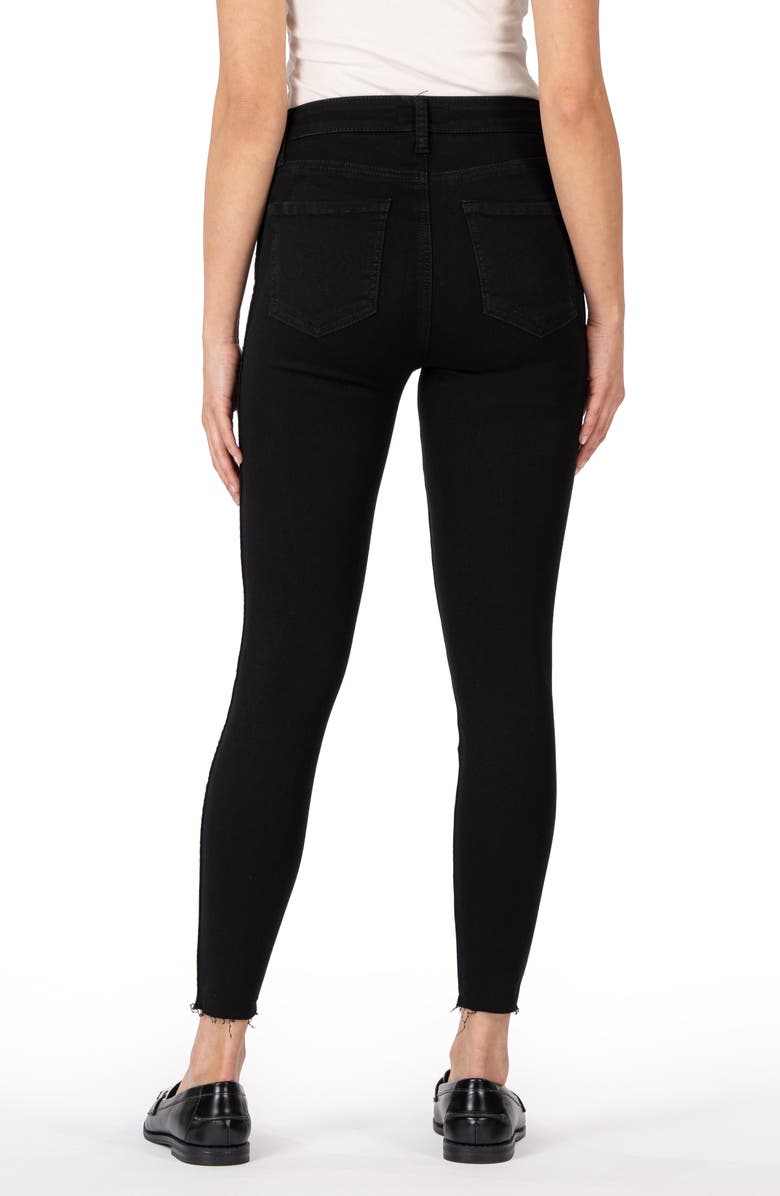 KUT from the Kloth Donna High Waist Fray Hem Ankle Skinny Jeans, Alternate, color, Black
