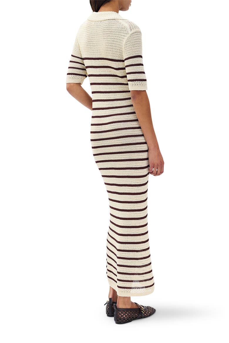 Costi Stripe Cotton Blend Polo Dress, Alternate, color, IVORY