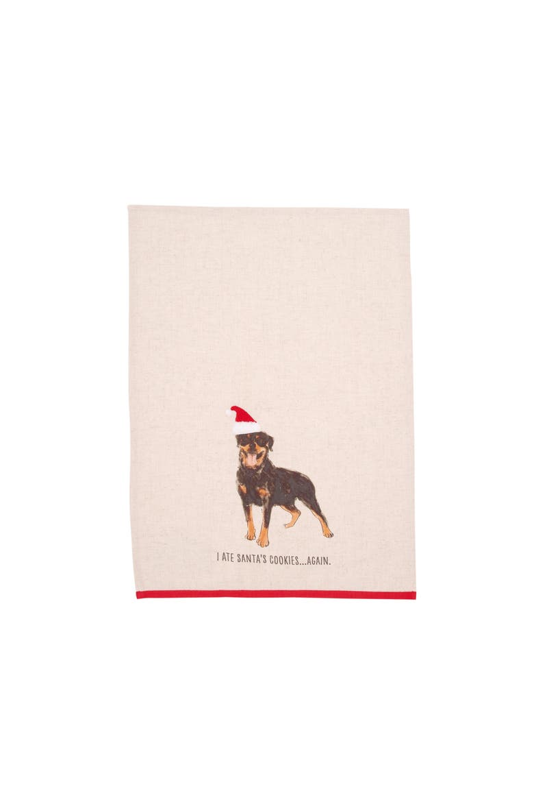 Ate The Cookies Rottweiler Pet Christmas Towel, Alternate, color, Brown