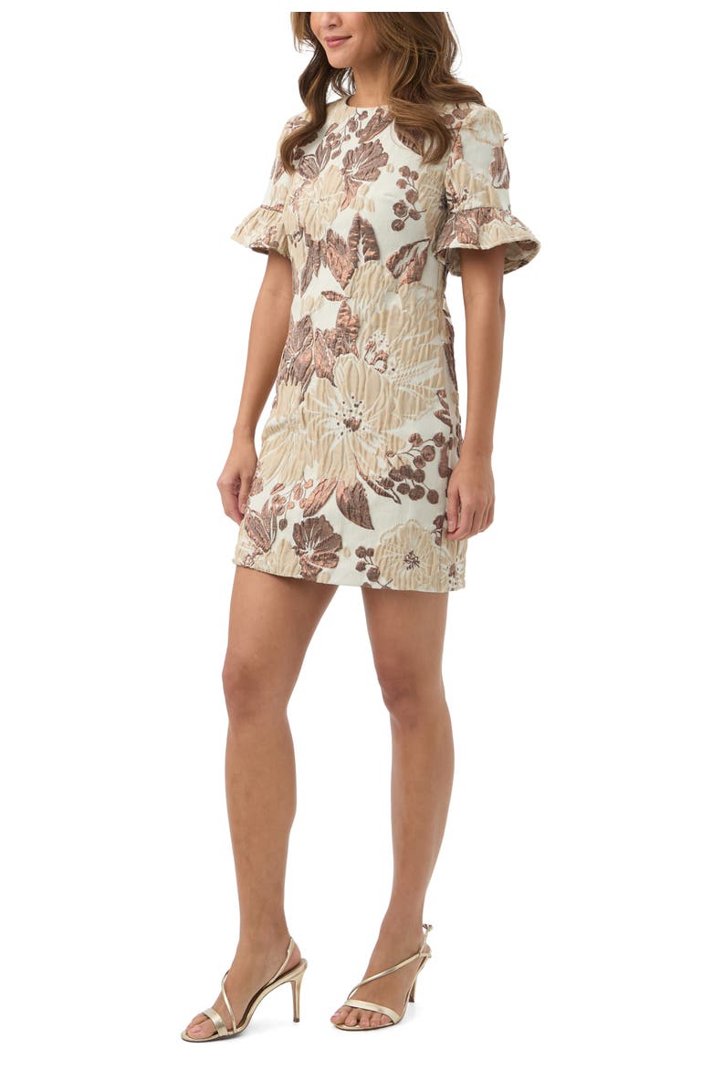 Trina Turk Darling Jacquard Ruffle Sleeve Dress, Alternate, color, Poplar Multi