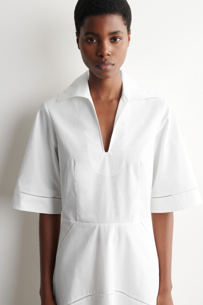 Embroidered Pima Cotton Midi Dress, Alternate, color, WHITE