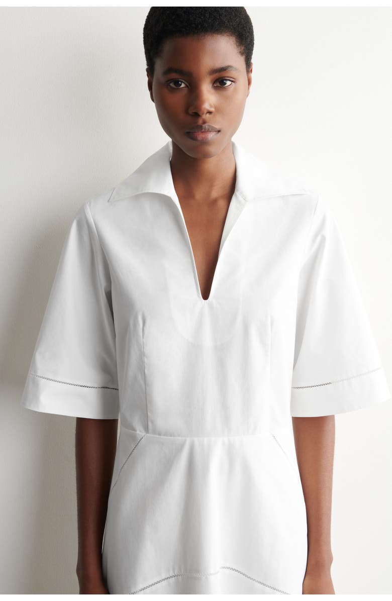 COS Embroidered Pima Cotton Midi Dress, Alternate, color, White