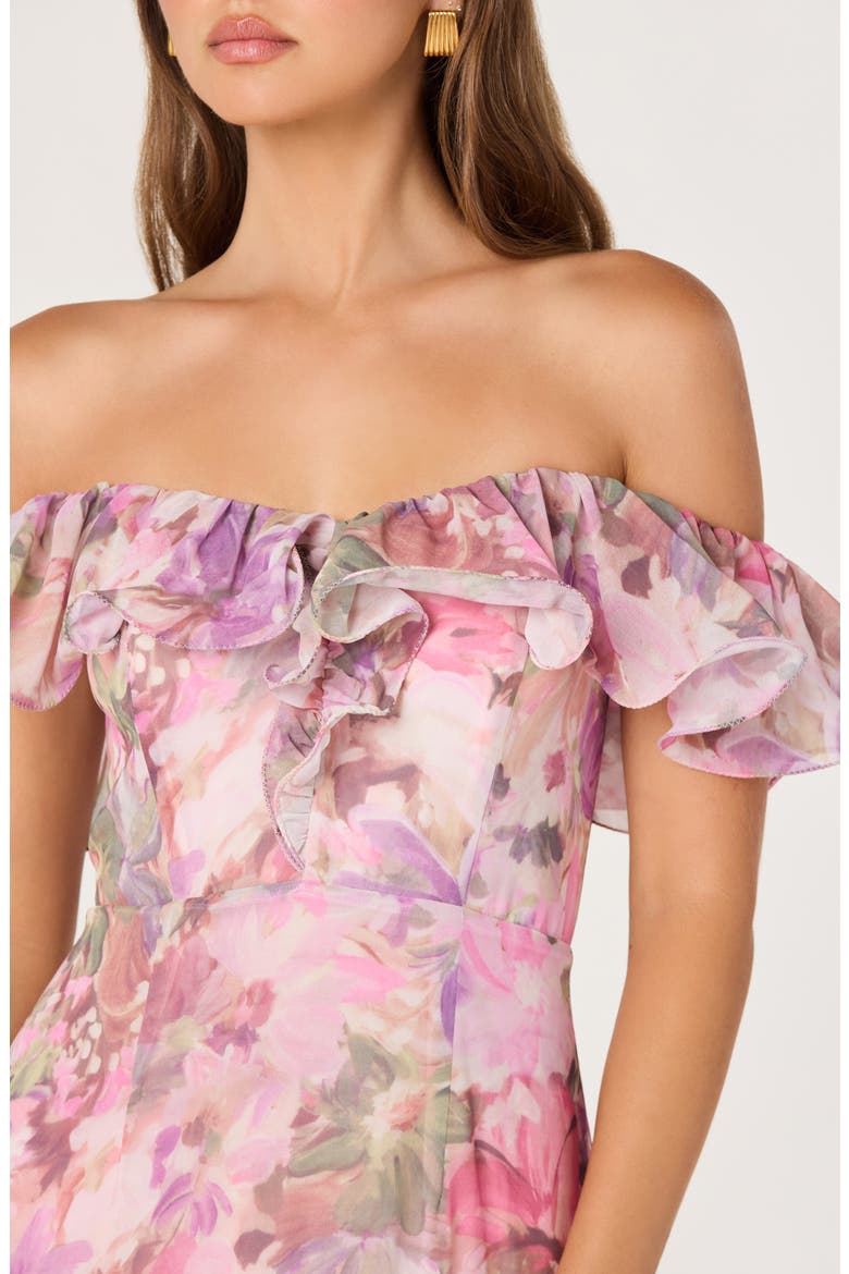 Wilder Floral Off the Shoulder Tiered Maxi Dress, Alternate, color, PINK LILAC FLORAL