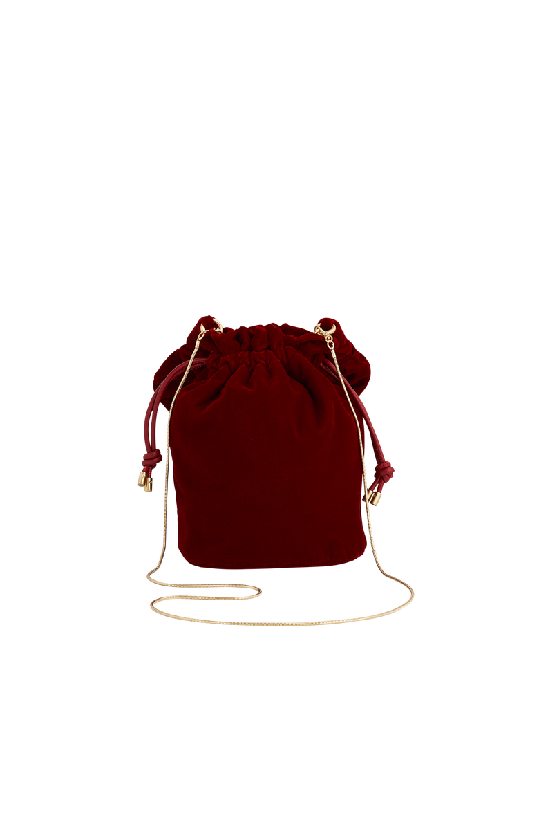 Fable England Red Velvet Bucket Bag, Alternate, color, Ruby Red