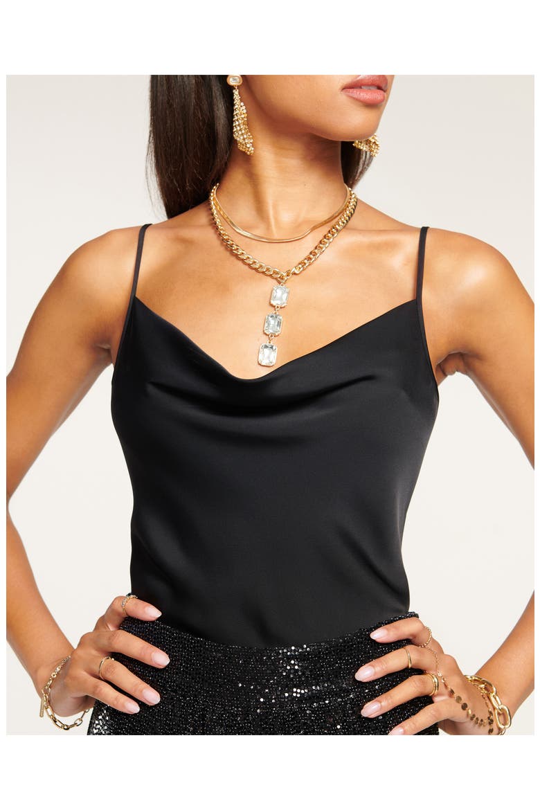 Abigail Cowl Neck Camisole, Alternate, color, BLACK