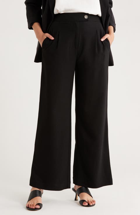 Pleated Front Wide Leg Pants