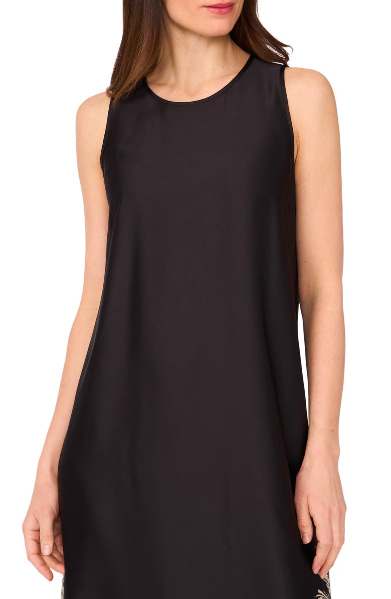 Vince Camuto Border Print Sleeveless A-Line Maxi Dress, Alternate, color, Rich Black