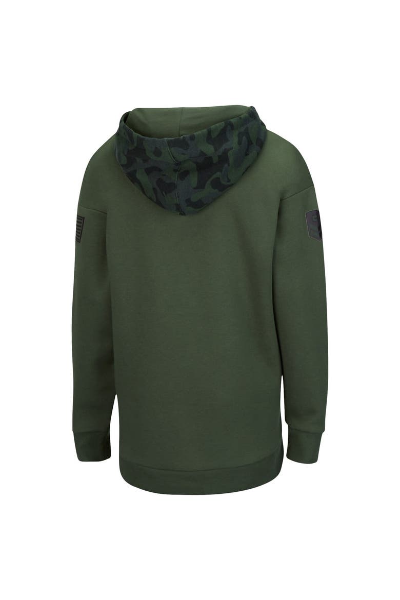 Women's Colosseum Olive/Camo Iowa Hawkeyes OHT Military Appreciation Extraction Chevron Pullover Hoodie, Alternate, color, Olive