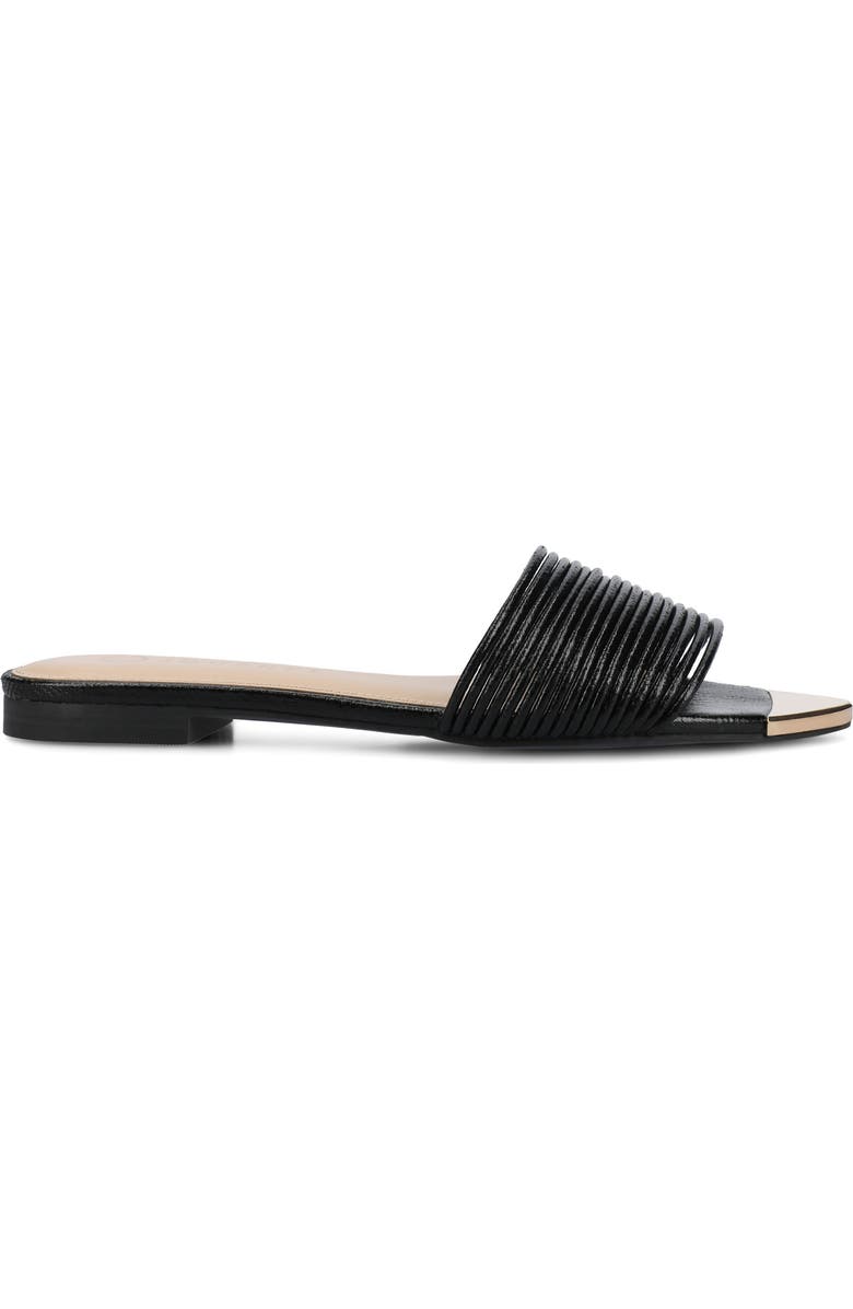 Journee Collection Feather Faux Leather Slide Sandal, Alternate, color, Black