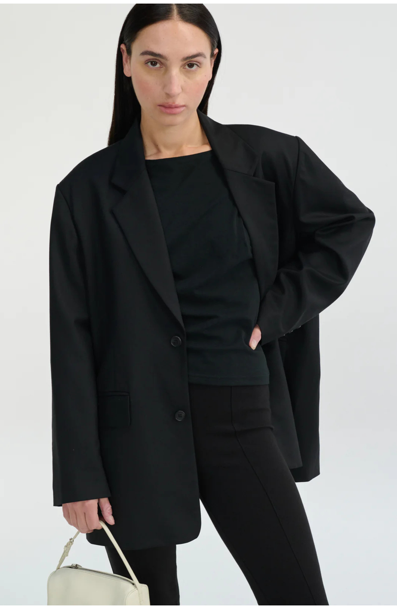 Almina Concept Oversized Double Button Blazer, Main, color, Black