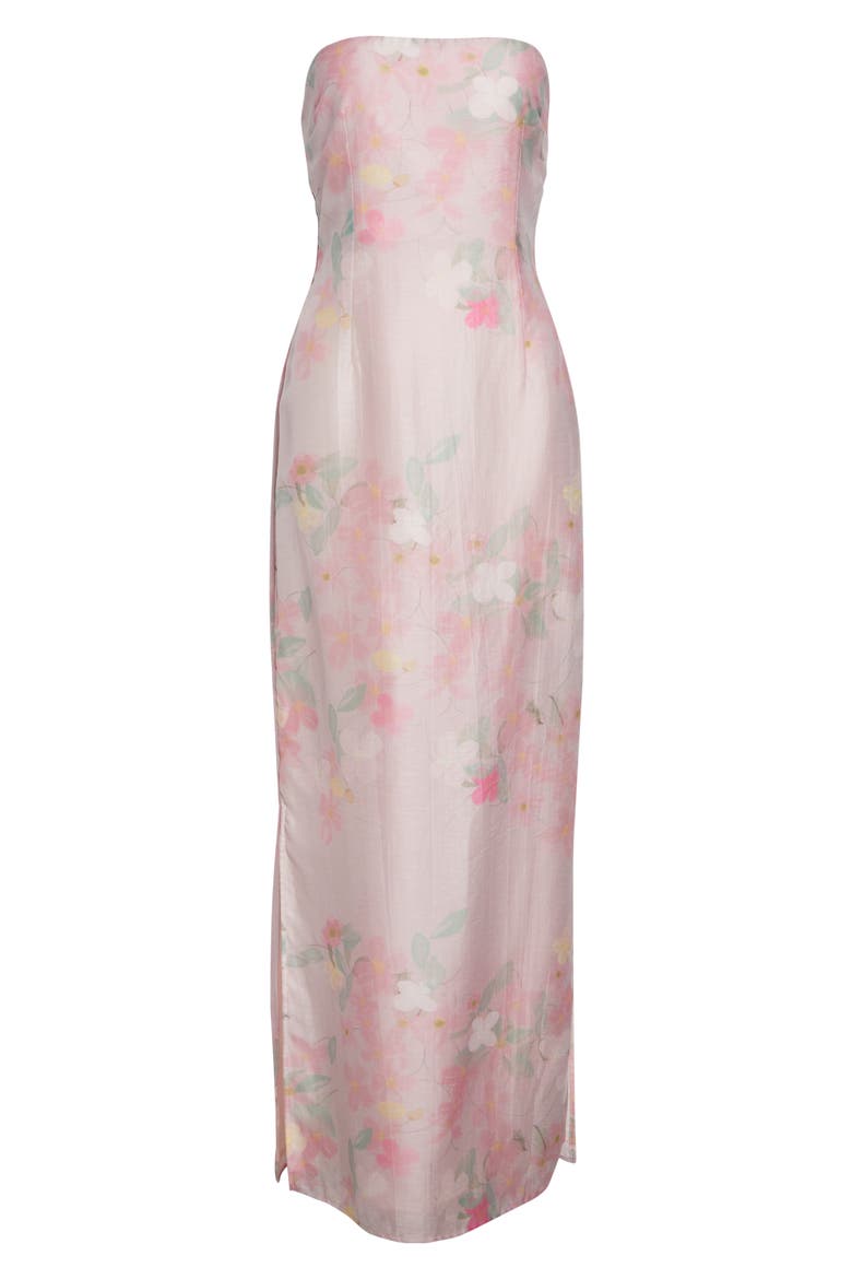 Elora Clematis Print Strapless Dress, Alternate, color, CLEMATIS MONTANA - PINK