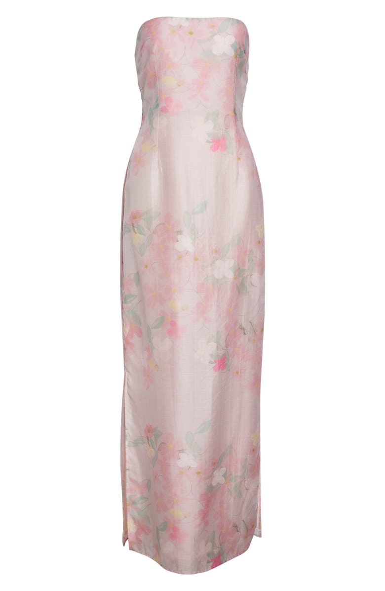 BERNADETTE Elora Clematis Print Strapless Dress, Alternate, color, Clematis Montana - Pink