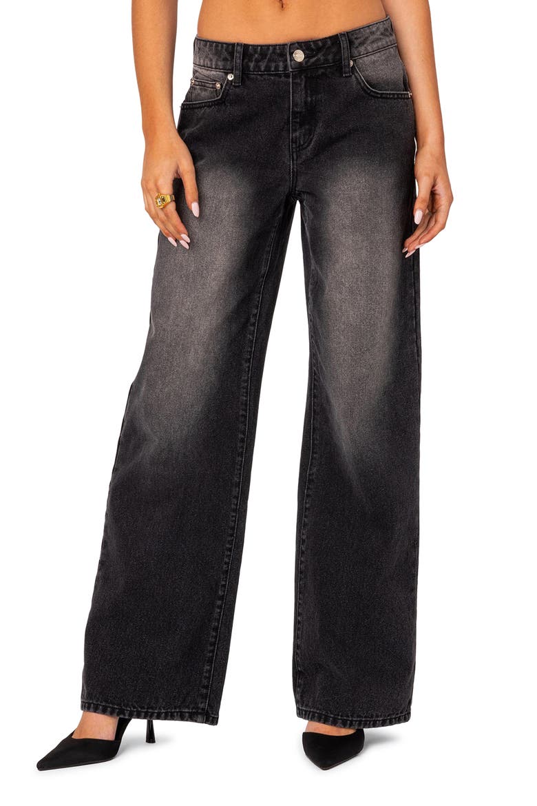 Magda Low Rise Wide Leg Jeans, Main, color, BLACK-WASHED