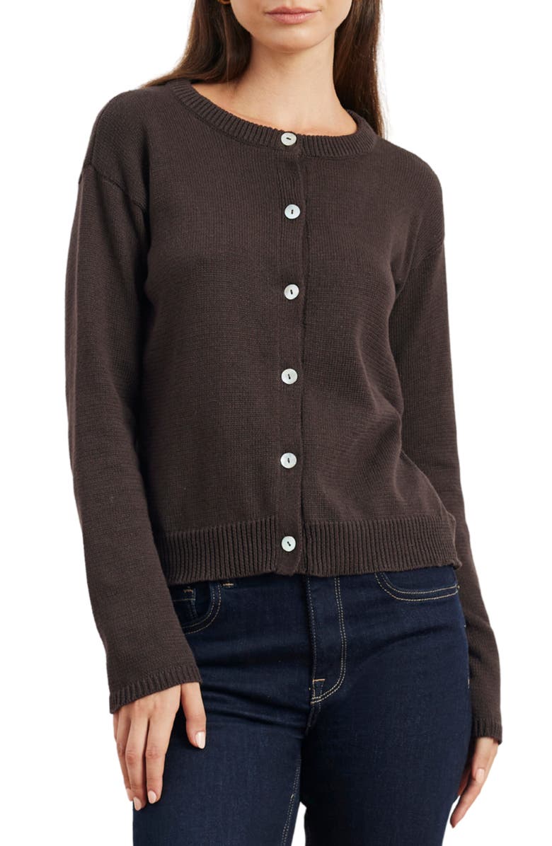 Paneros Clothing Ruthie Cotton Cardigan, Main, color, Cacao