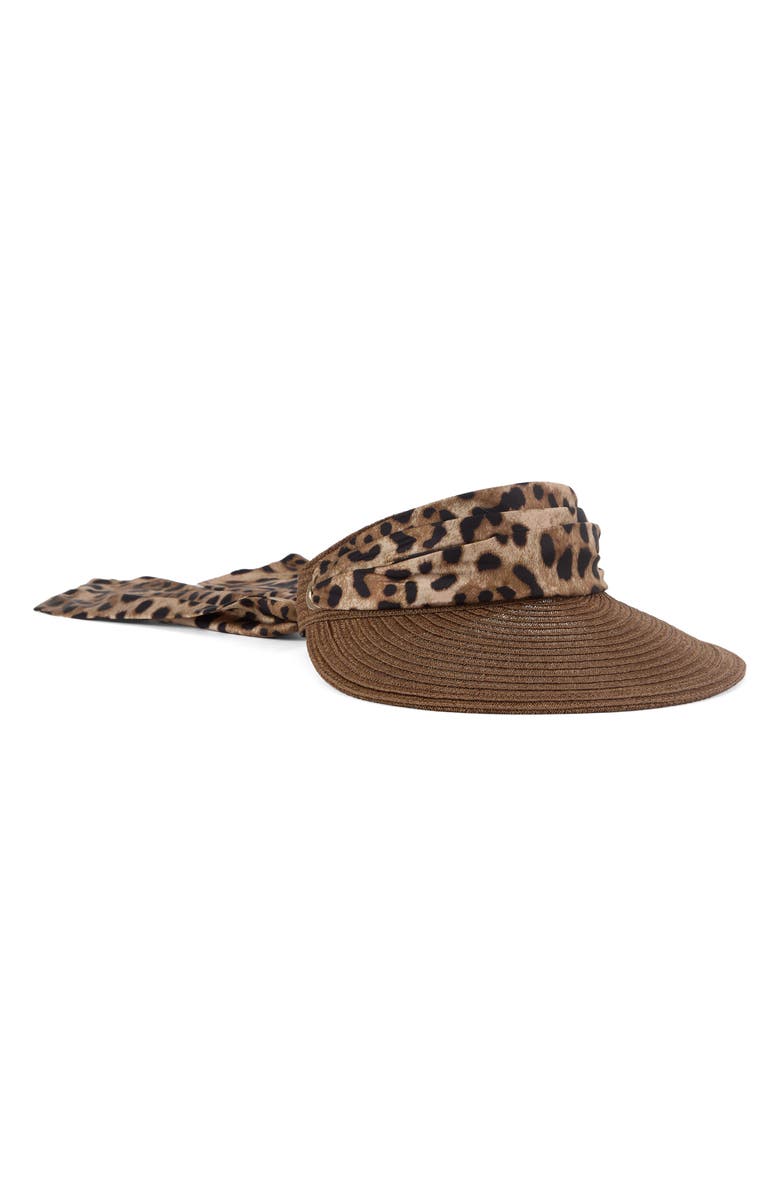 Eugenia Kim Ricky Packable Straw Visor, Main, color, Chocolate