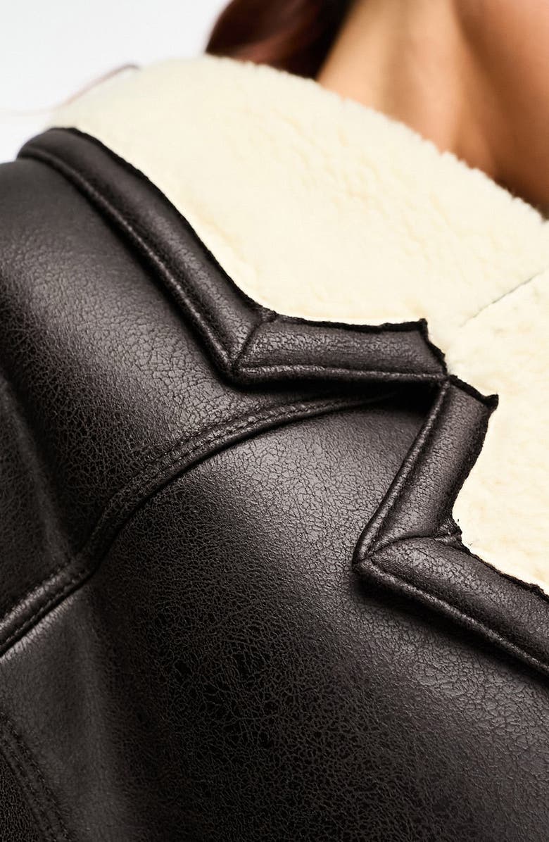 ASOS DESIGN Faux Leather & Faux Shearling Car Coat, Alternate, color, 