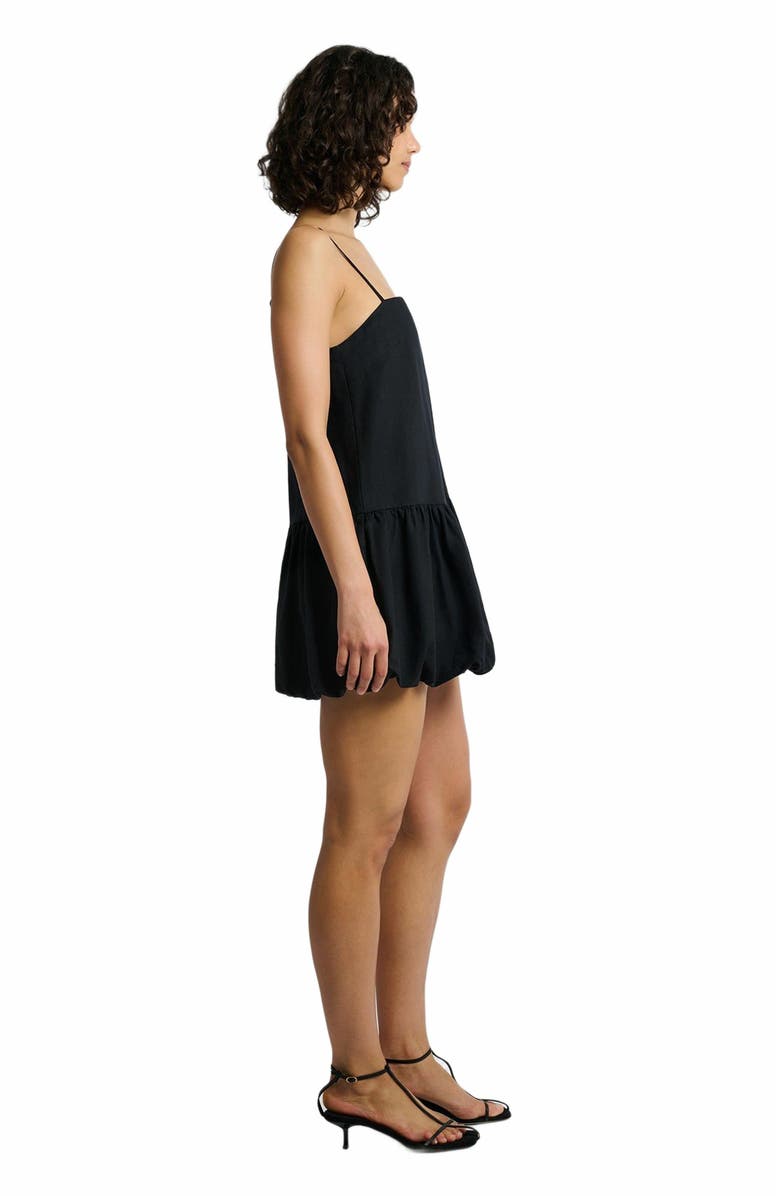Onia Air Linen Bubble Mini Dress, Alternate, color, Black