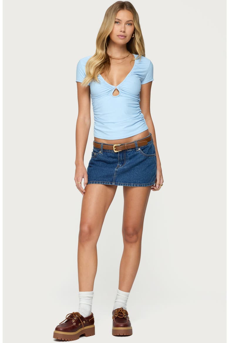 Burkley Keyhole Gathered Top, Alternate, color, LIGHT-BLUE