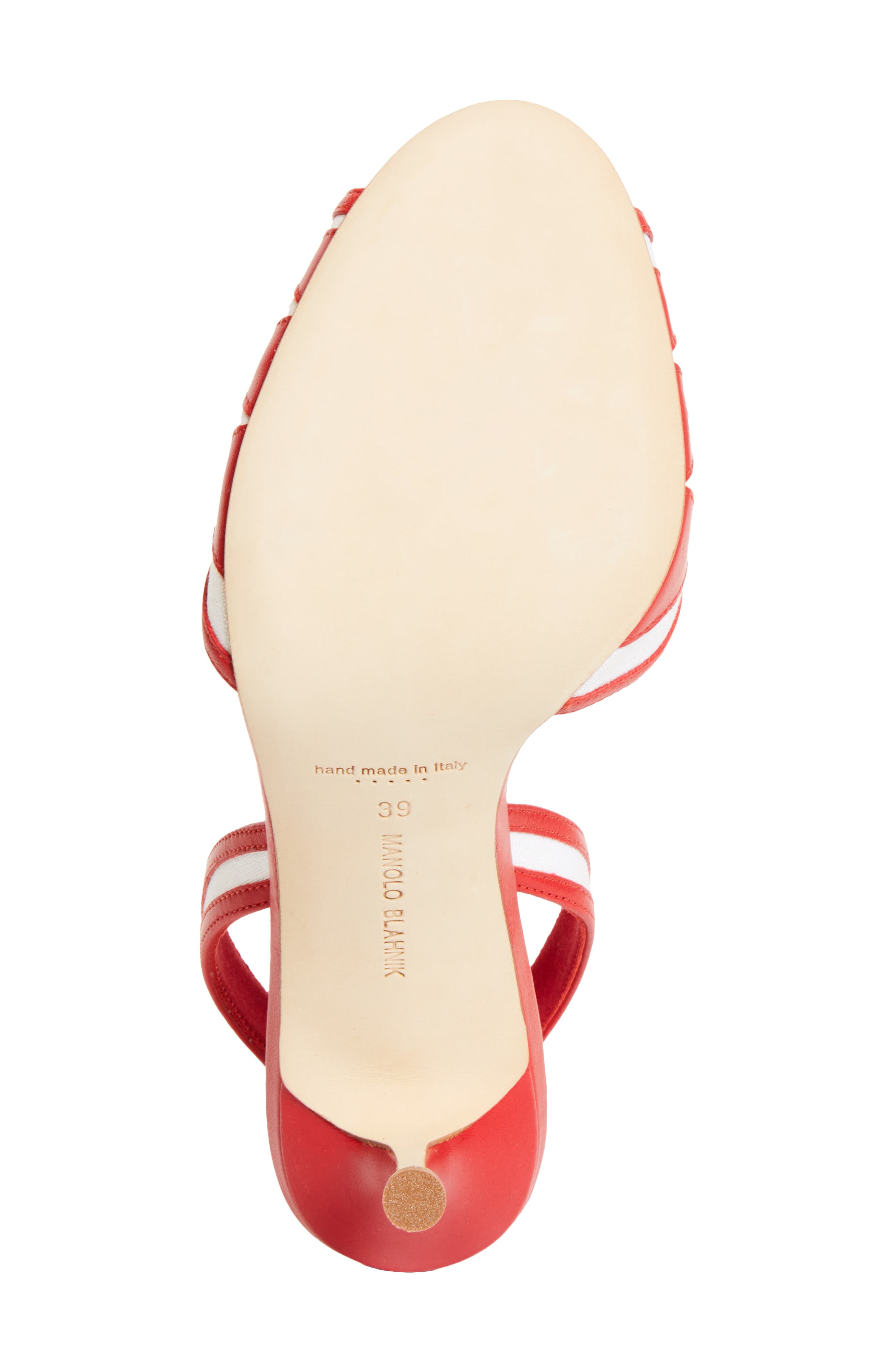 Manolo Blahnik Ucia Slingback Sandal, Alternate, color, White/ Red/ Blue