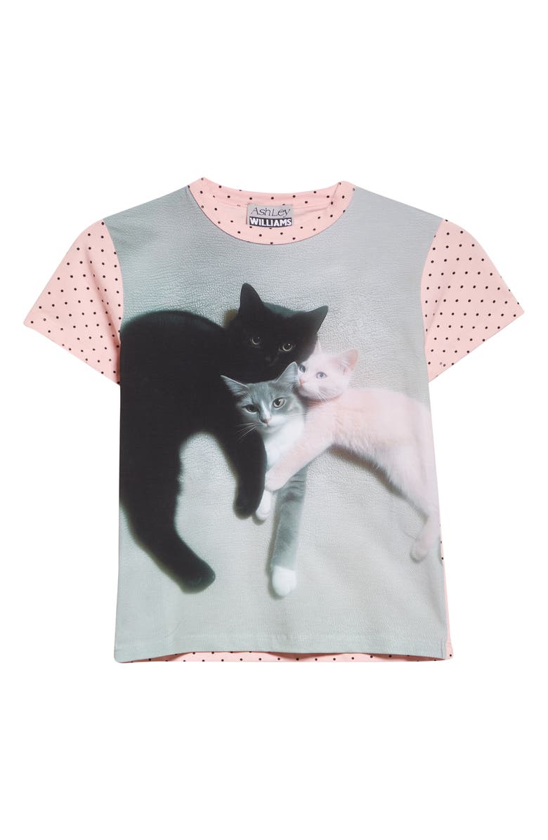 Ashley Williams Kitten Trio Polka Dot Baby Tee, Alternate, color, 