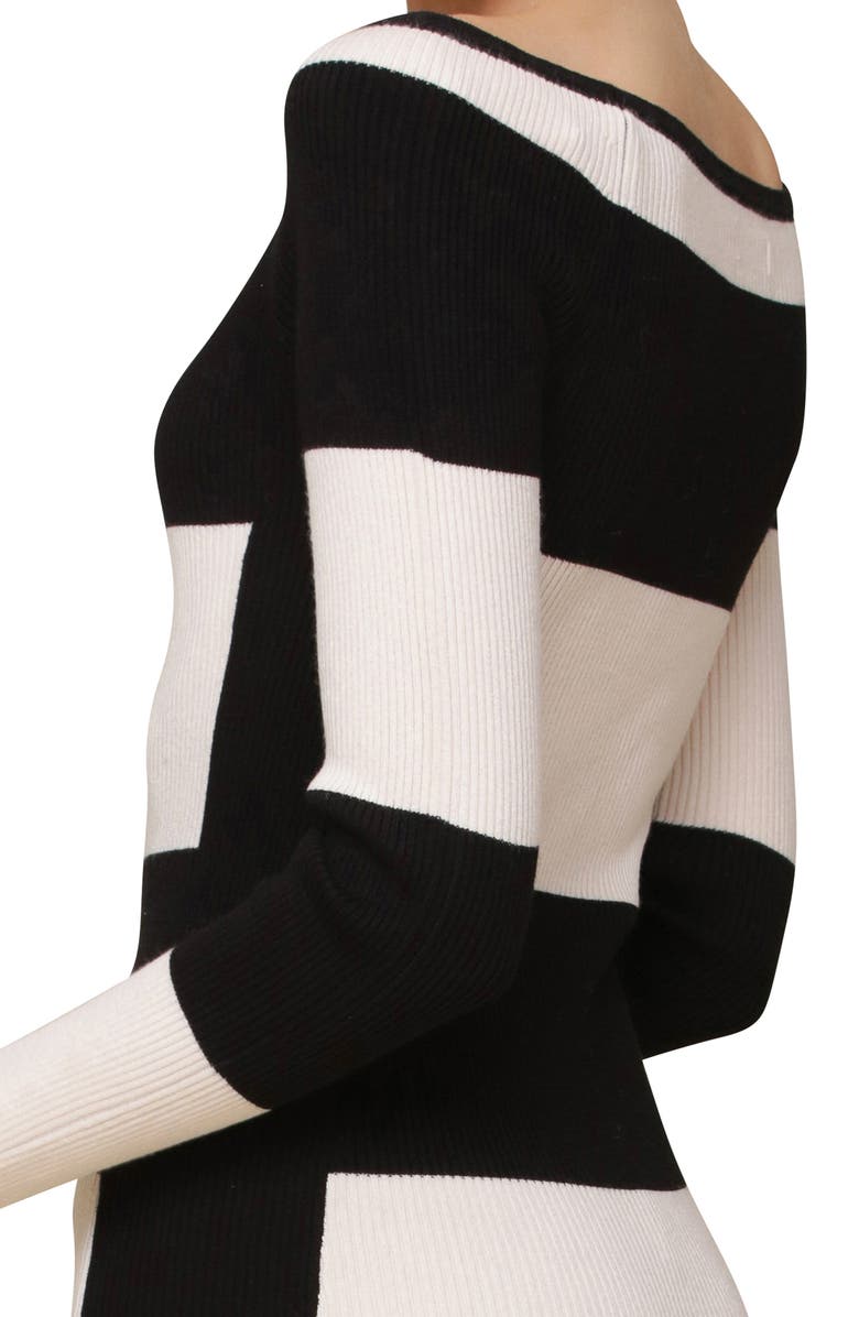 Avec Les Filles Stripe Off the Shoulder Long Sleeve Maxi Sweater Dress, Alternate, color, 