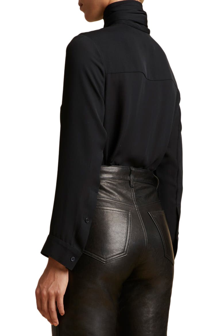 Tash Silk Georgette Bow Blouse, Alternate, color, BLACK