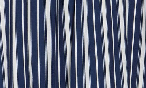 Melrose And Market Stripe Babydoll Midi Dress In Navy Denim Nova Stripe