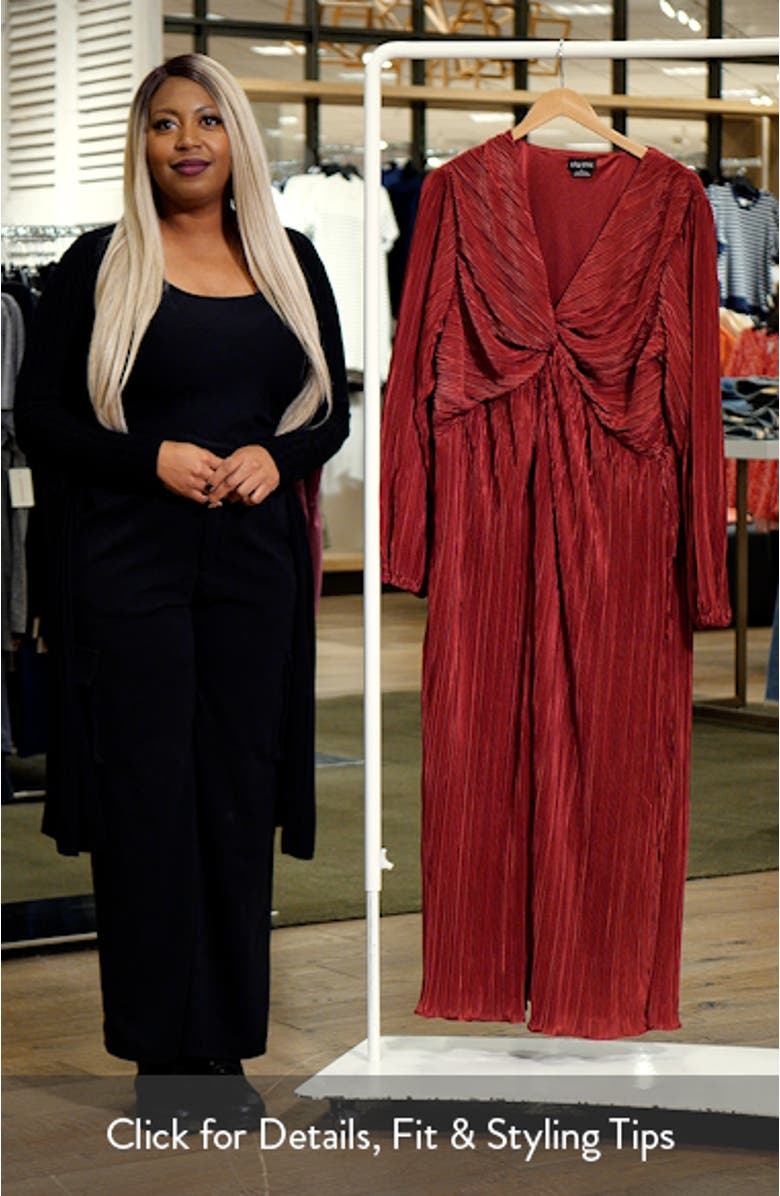 Kaya Pleated Long Sleeve Maxi Dress, sales video thumbnail