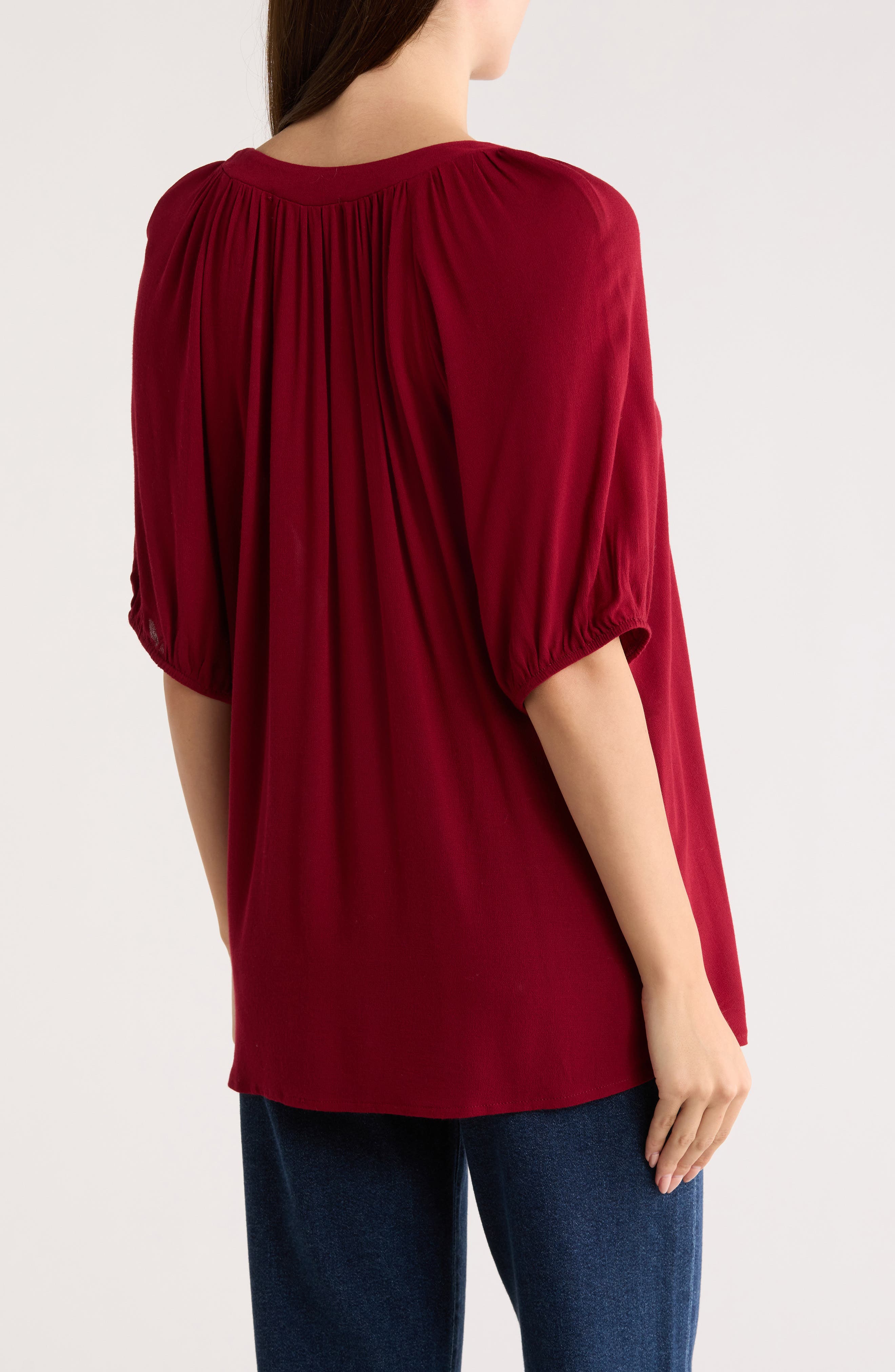 Raglan Sleeve Tie Neck Top - image 2
