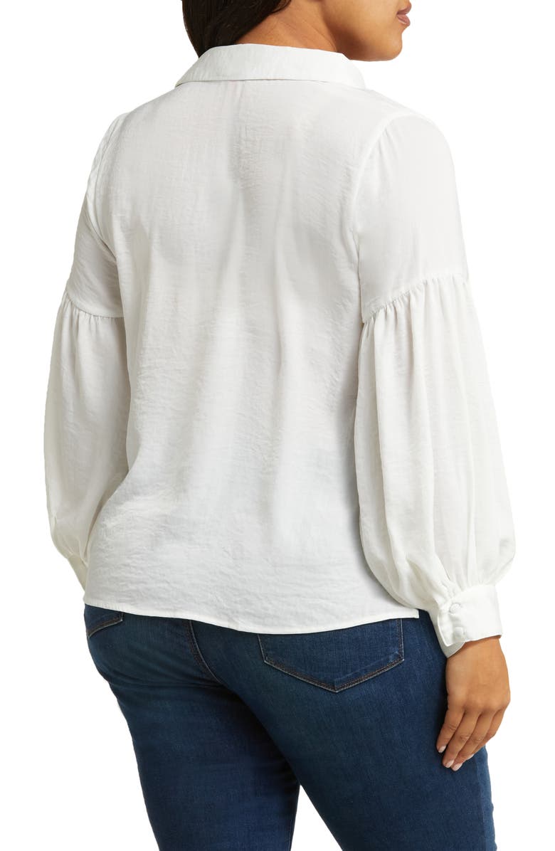 Vince Camuto Split Neck Balloon Sleeve Top, Alternate, color, New Ivory