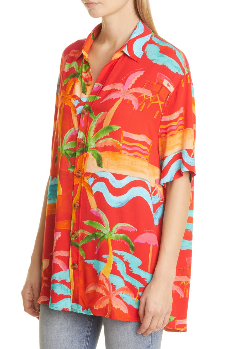 FARM Rio Unisex Ipanema Island Print Camp Shirt, Alternate, color, 