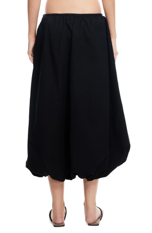 Lioness Intuition Low Rise Bubble Hem Midi Skirt In Onyx