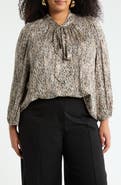 Renee C Tie Neck Long Sleeve Top