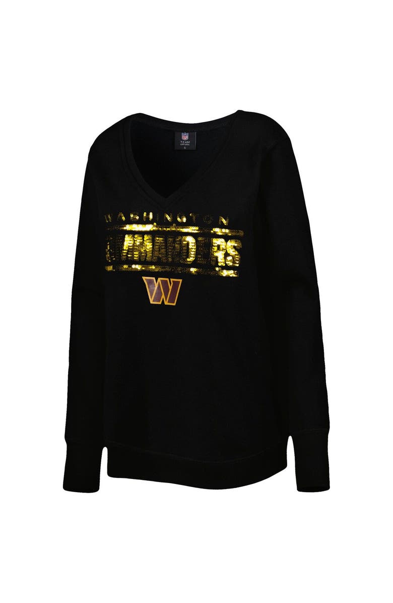 CUCE Women's Cuce Black Washington Commanders Sequin Logo V-Neck Pullover Sweatshirt, Alternate, color, Black