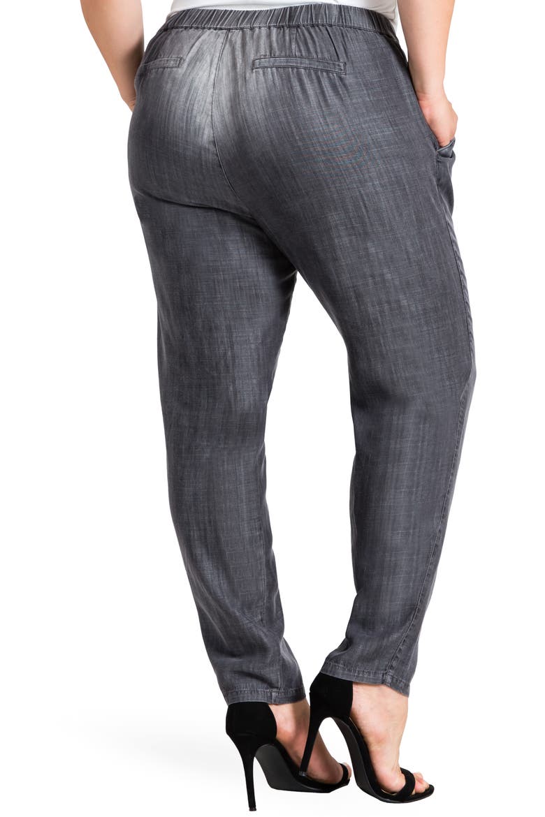 Louise High Rise Pleat Denim Crop Pants, Alternate, color, GREY