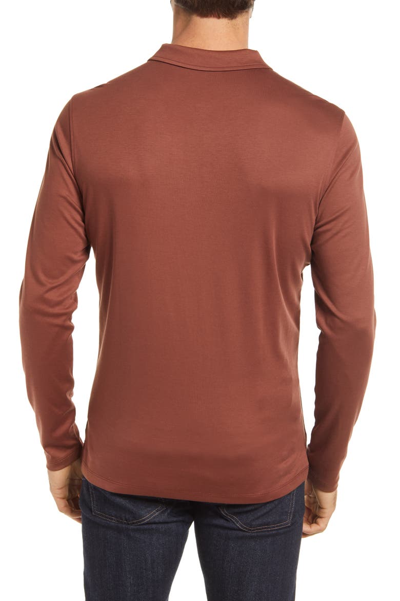 Georgia Long Sleeve Zip Polo, Alternate, color, RUST