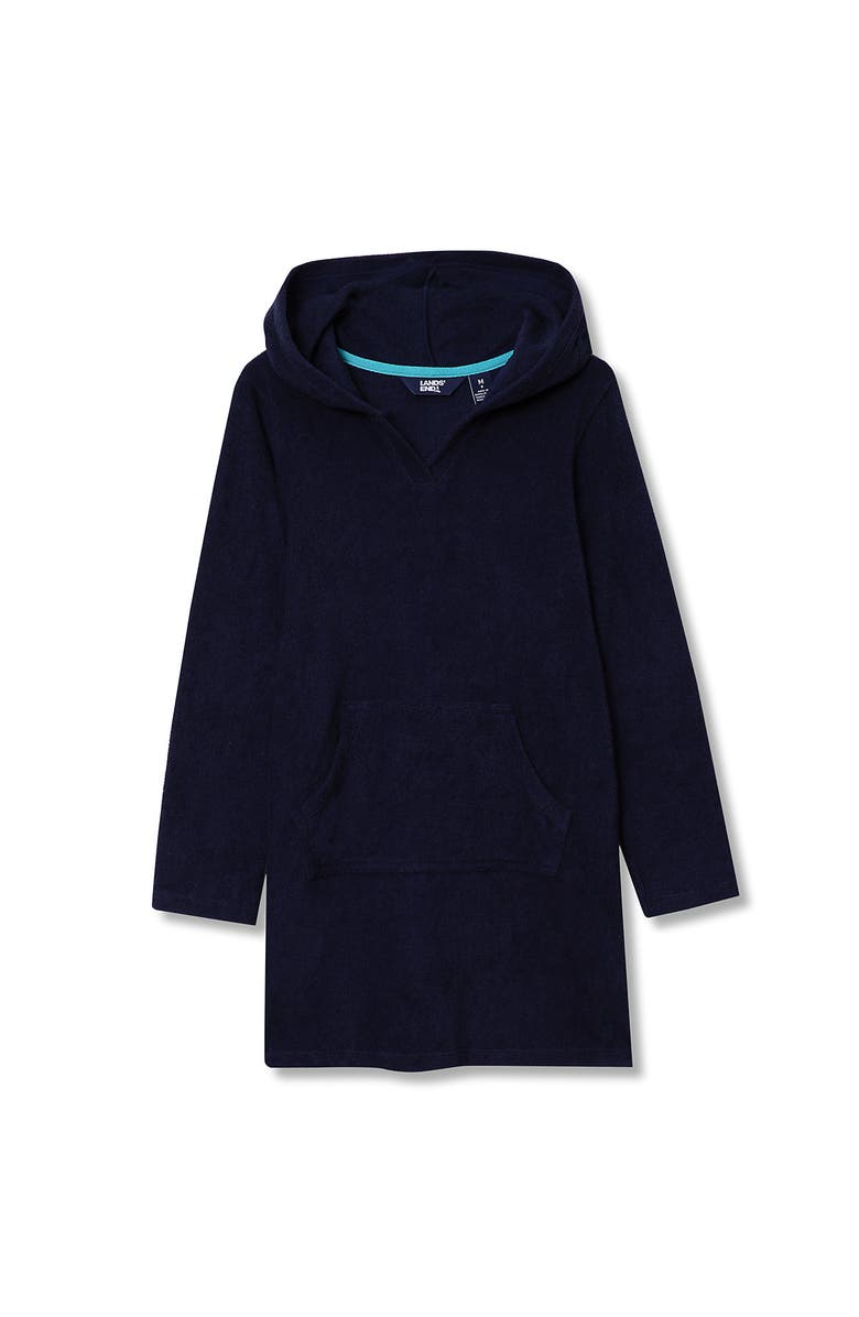 Lands' End Girls Terry Pullover Cover-up, Alternate, color, Deep Sea Navy